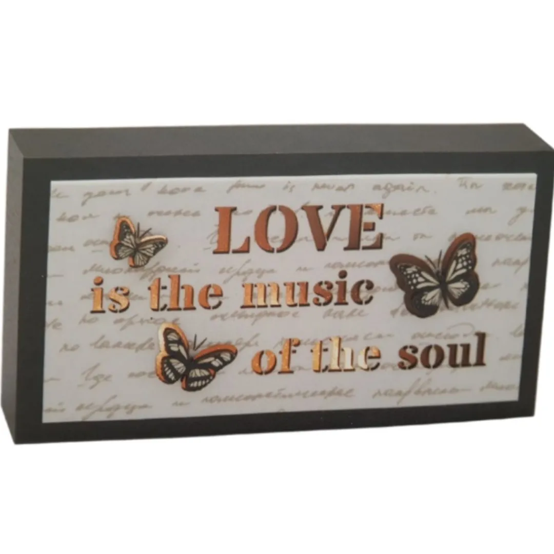 Butterfly Creek Butterflies | Under $100.00-'Love Is The Music Of The Soul' Light Up Plaque