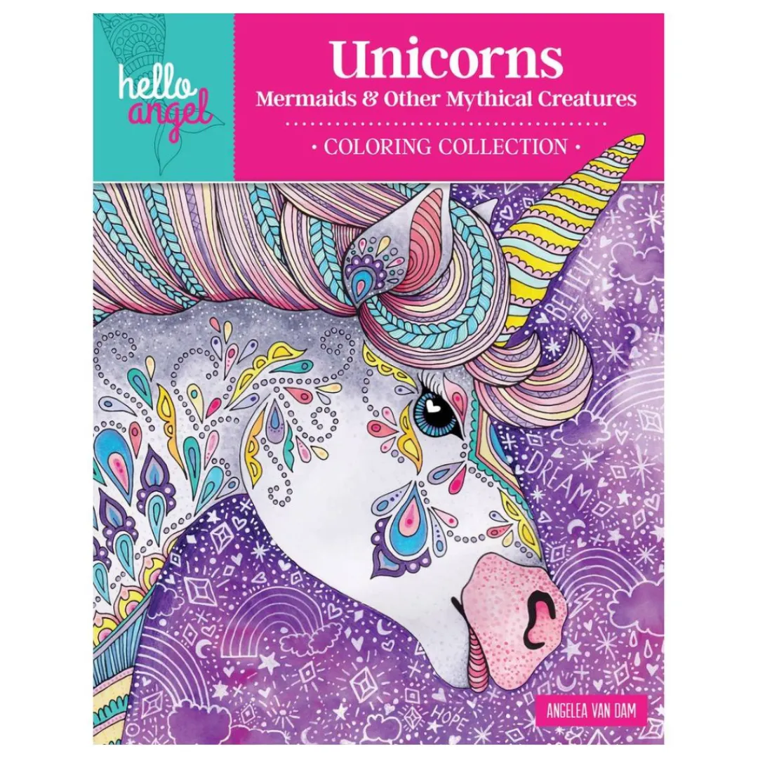 Butterfly Creek Unicorns | Mythical Creatures-Unicorn Colouring - Hello Angel | Colouring Book |